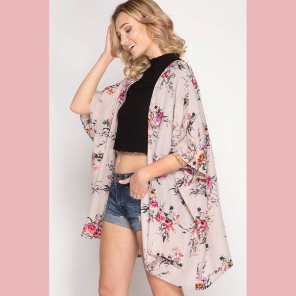 Pink Floral Kimono Cardigan - Picture 5 of 8
